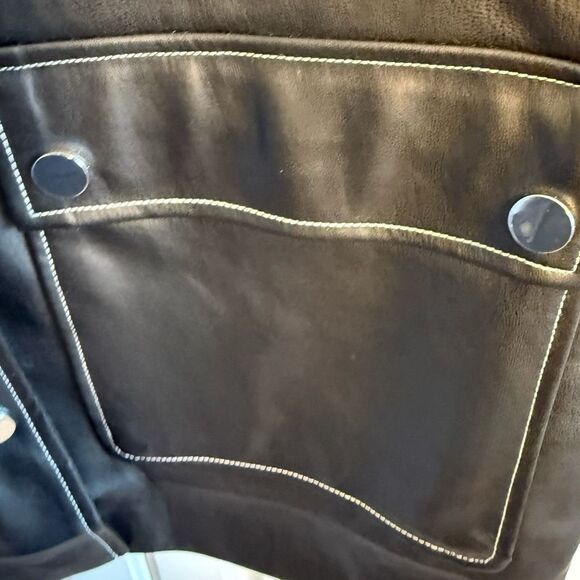 NWT WeWoreWhat Vegan Leather Western Jacket. In black with white stitching.  Siz - Picture 10 of 15